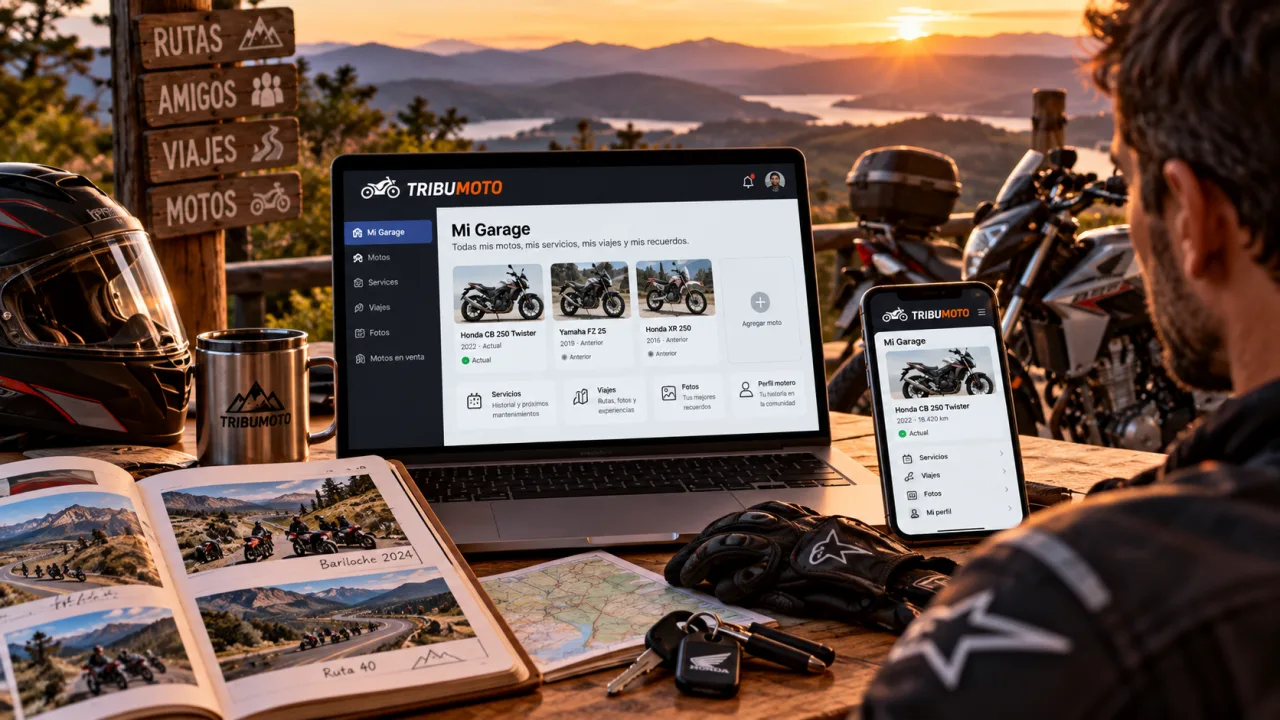 Mi Garage motero en TribuMoto con motos actuales y anteriores, viajes y servicios